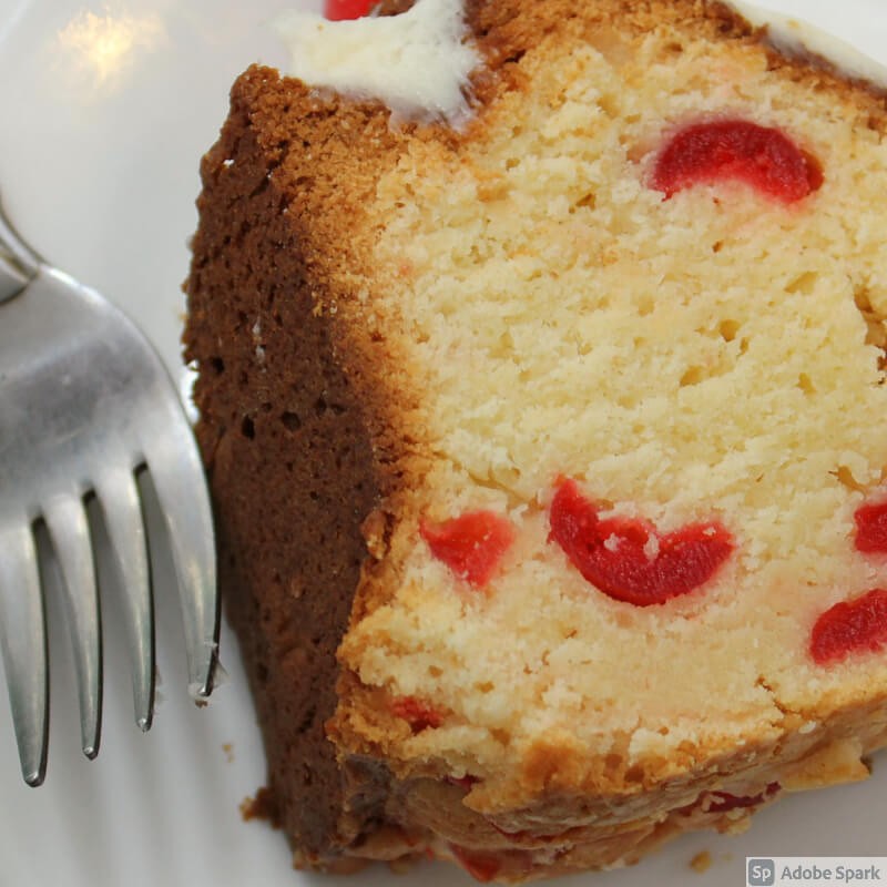 Traditional Cream Cheese Pound Cake With Cherries