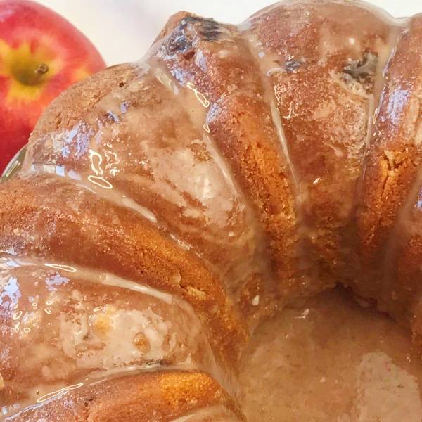old fashioned apple cake with glaze