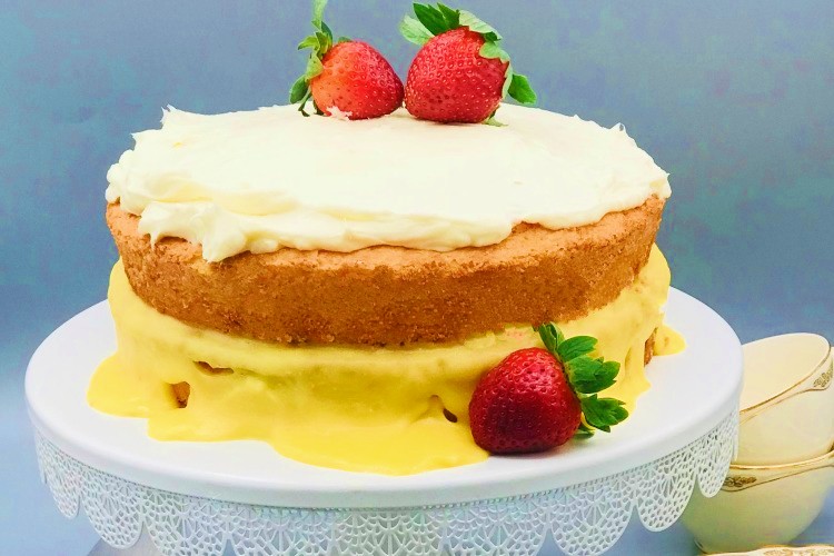 lemon pound cake layer cake with lemon curd